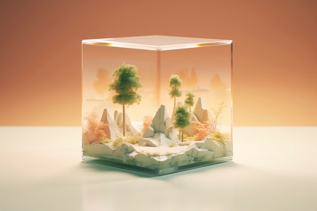 rendu 3D du paysage en cube