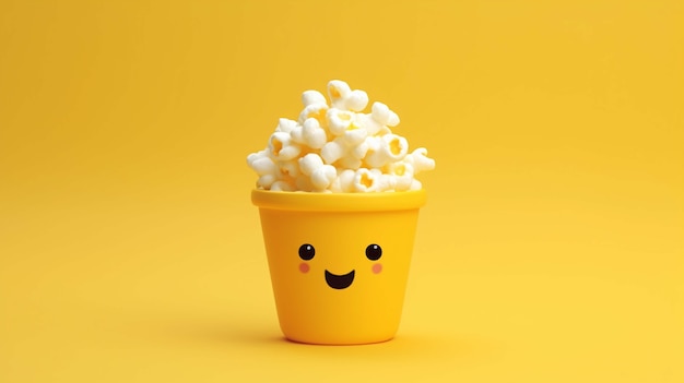 Rendu 3D du personnage du popcorn
