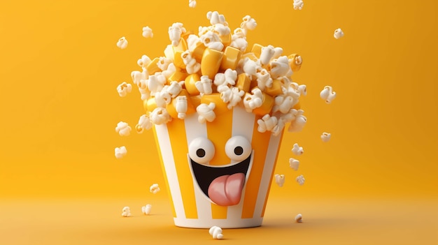 Photo gratuite rendu 3d du personnage du popcorn