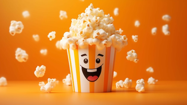 Photo gratuite rendu 3d du personnage du popcorn