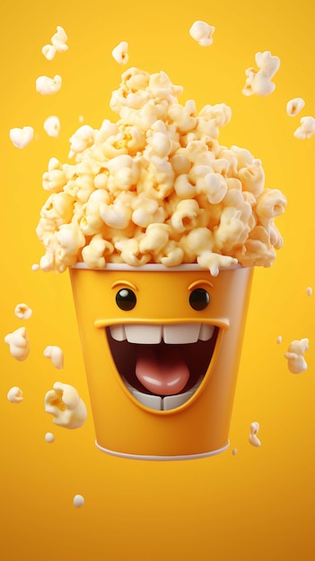 Photo gratuite rendu 3d du personnage du popcorn