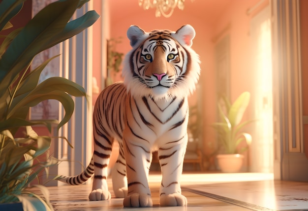 Photo gratuite rendu 3d du personnage de tigre