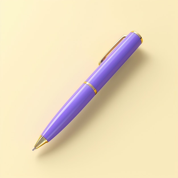 Photo gratuite rendu 3d du stylo plume sur fond jaune