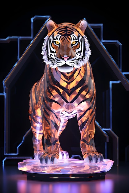 Photo gratuite rendu 3d du tigre robotique