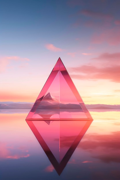 Photo gratuite rendu 3d du triangle au-dessus de l'eau