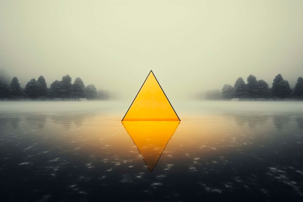 Photo gratuite rendu 3d du triangle au-dessus de l'eau