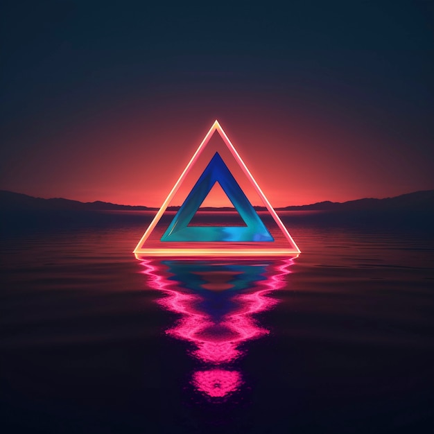 Photo gratuite rendu 3d du triangle au néon