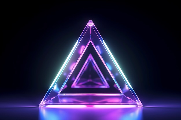 Photo gratuite rendu 3d du triangle au néon