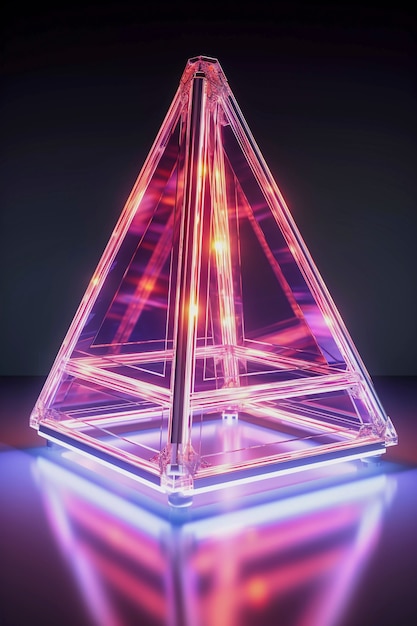 Photo gratuite rendu 3d du triangle au néon