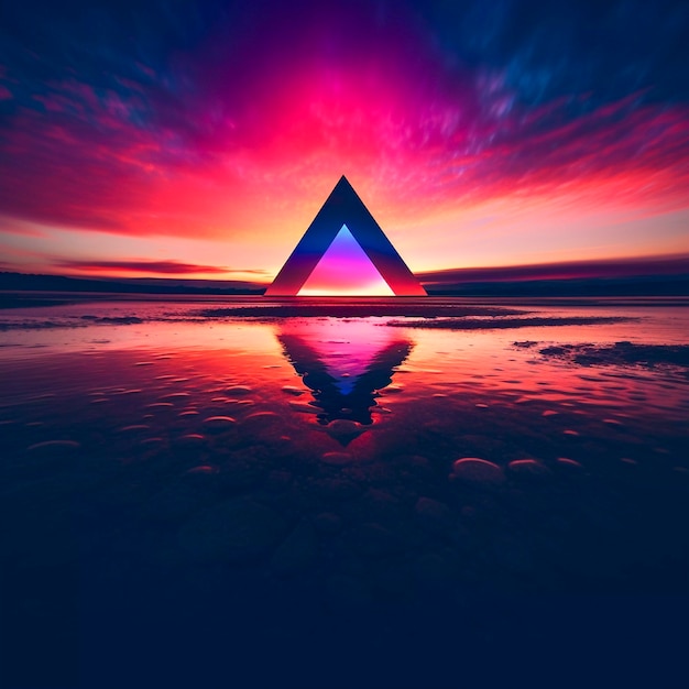 Photo gratuite rendu 3d du triangle au néon