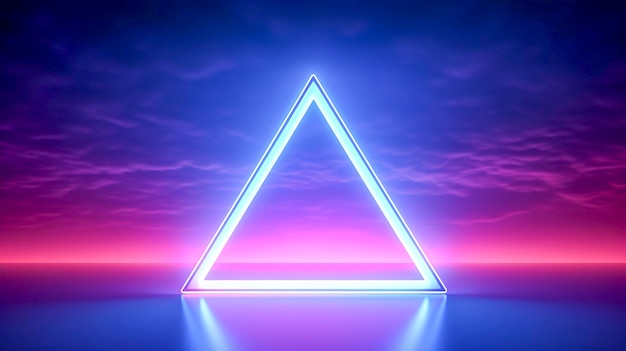 Photo gratuite rendu 3d du triangle au néon