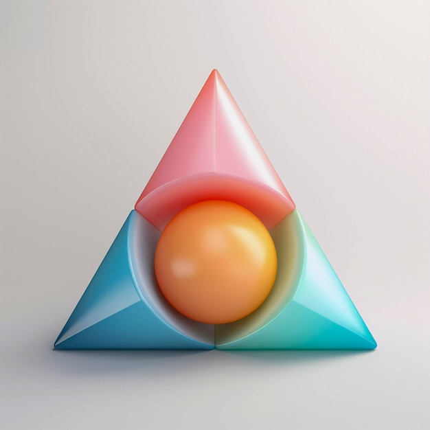 Photo gratuite rendu 3d du triangle au néon