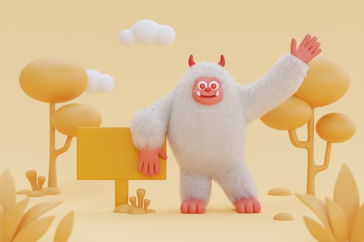 Photo gratuit rendu 3d du yéti