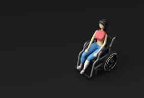 Photo gratuite rendu 3d femme assise sur un fauteuil roulant conception d'illustration 3d