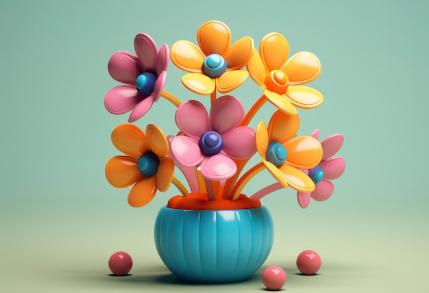 Photo gratuite le rendu 3d de fleurs