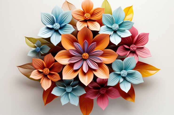 Photo gratuit le rendu 3d de fleurs