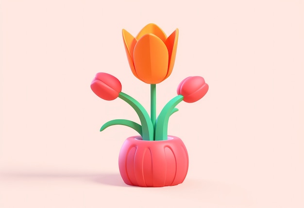 Photo gratuite le rendu 3d de fleurs