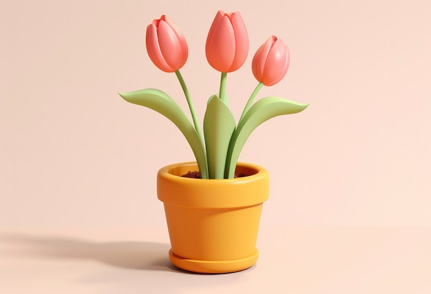 Photo gratuite le rendu 3d de fleurs