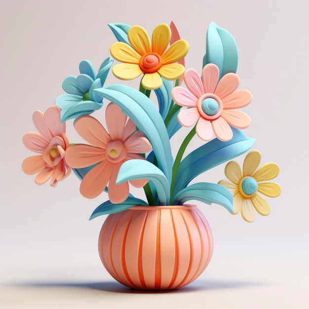 Photo gratuite le rendu 3d de fleurs