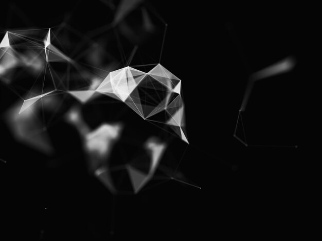 Rendu 3D d'un fond de communication abstrait avec conception de plexus low poly