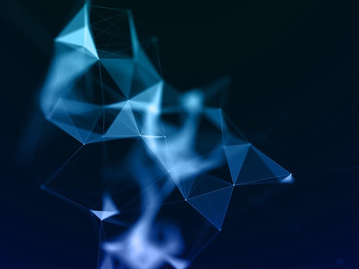 Photo gratuit rendu 3d d'un fond de communications réseau avec conception de plexus low poly