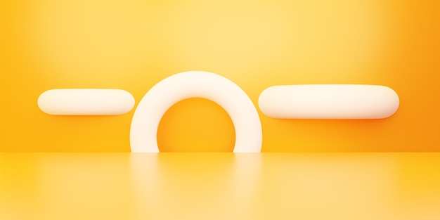 Rendu 3d de fond de concept minimal géométrique abstrait orange vide scène pour la publicité