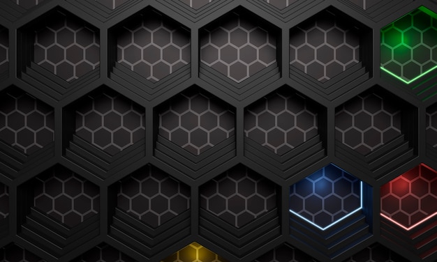 Rendu 3D de fond de texture hexagonale