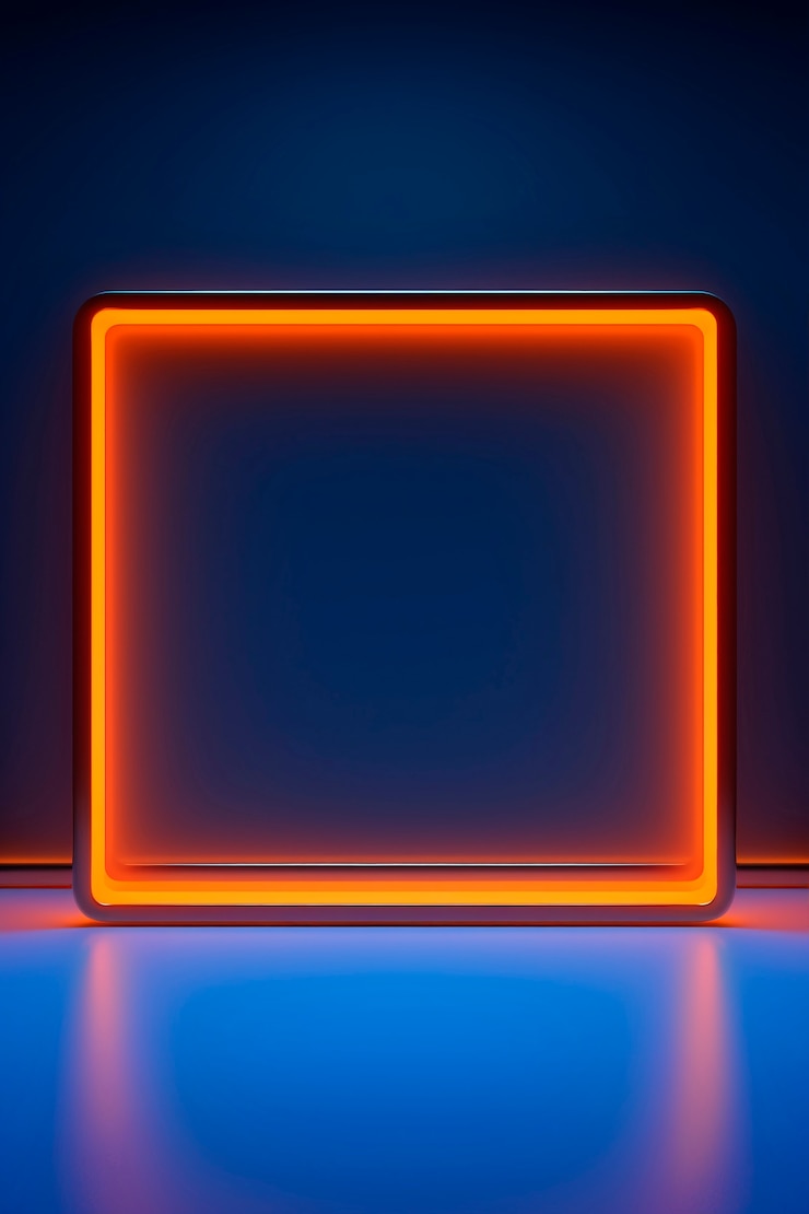 Photo gratuit rendu 3d de la forme carrée au néon