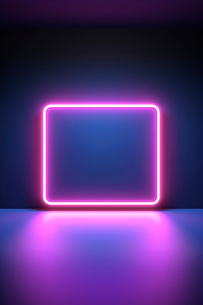 rendu 3D de la forme carrée au néon