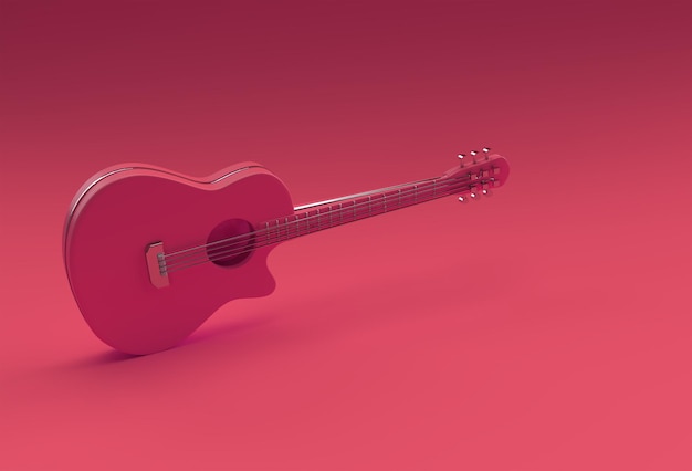 Rendu 3D Guitare acoustique Illustration 3d Conception