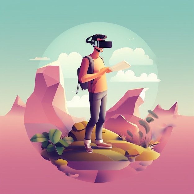 Photo gratuite rendu 3d d'un homme avec des lunettes vr