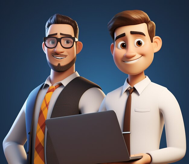 Rendu 3D d'hommes d'affaires de dessins animés