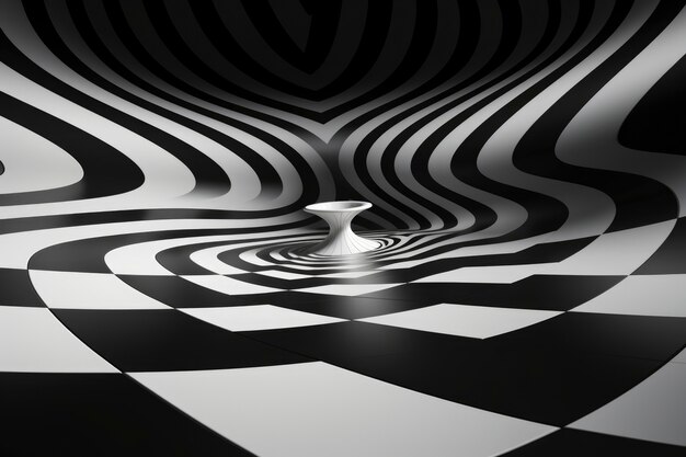 Rendu 3D d'illusion d'optique noir et blanc