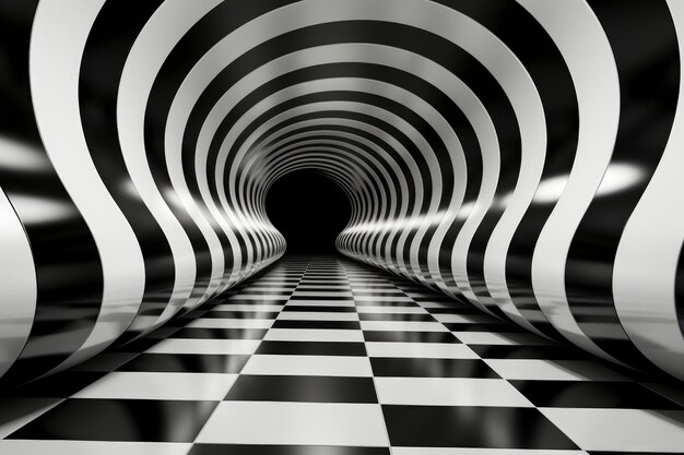 Rendu 3D d'illusion d'optique noir et blanc