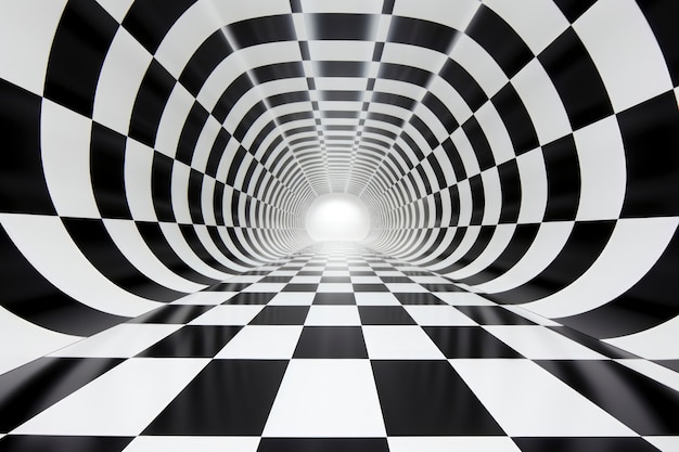 Rendu 3D d'illusion d'optique noir et blanc