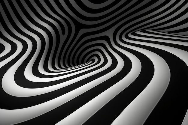 Rendu 3D d'illusion d'optique noir et blanc