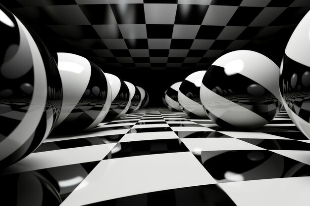 Rendu 3D d'illusion d'optique noir et blanc