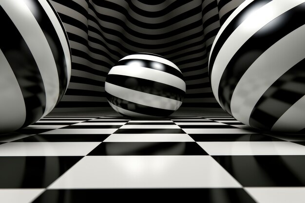 Rendu 3D d'illusion d'optique noir et blanc