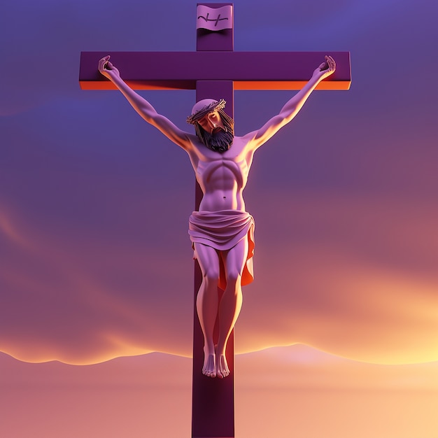 Photo gratuite rendu 3d de jésus sur la croix