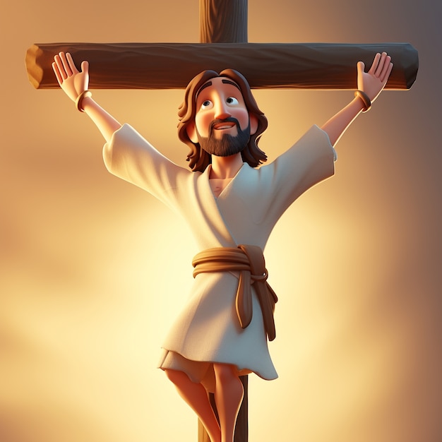 Photo gratuite rendu 3d de jésus sur la croix