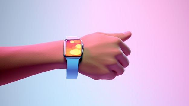 Rendu 3D de la main avec smartwatch