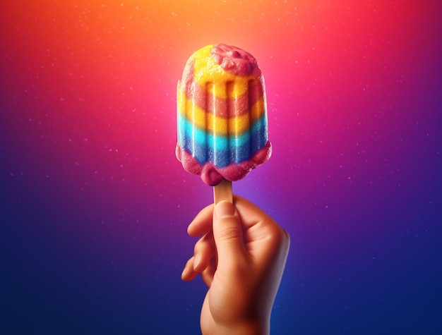 Photo gratuite rendu 3d d'une main tenant une glace