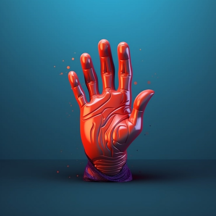 Photo gratuit rendu 3d des mains rouges