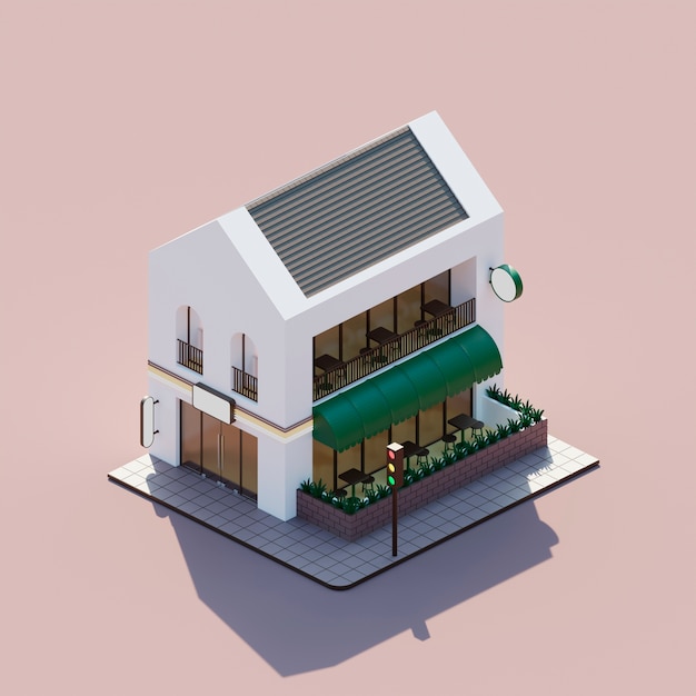 Rendu 3D de la maison de dessin animé