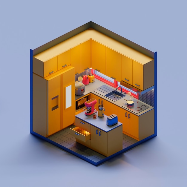 Rendu 3D de la maison de dessin animé