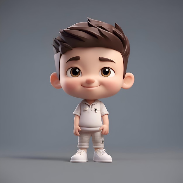 Photo gratuite rendu 3d d'un mignon petit garçon portant un t-shirt blanc