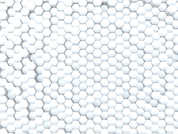 Rendu 3D d'un mur abstrait d'extrusion d'hexagones