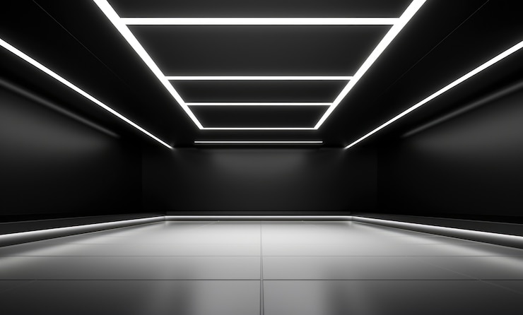 Photo gratuit rendu 3d d'un néon abstrait noir et blanc