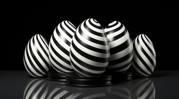 Photo gratuite rendu 3d d'œufs optiques noir et blanc
