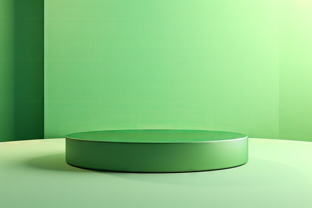 Rendu 3D d'un podium rond simple vert clair pour la présentation du produit